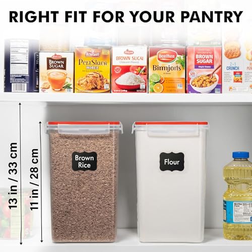 Image of WHITE FEATHER SUPPLIES 2 PC [7 Qt / 6.5L / 220 Oz] Large Food Storage Containers with Lids Airtight - BPA Free Clear Plastic Kitchen and Pantry Storage Containers for Cereal, Flour, Sugar, Rice