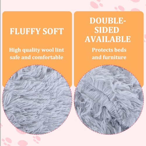 Dimeho Beruhigende Kuscheldecke für Haustiere Flauschige Decke für Hunde & Katzen Superweich und Warm 22 × 14 Zoll/56 × 36 cm Graue Welpendecke für Innenbereich Maschinenwaschbar Graue