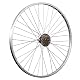 28 Zoll Fahrrad Hinterrad Aluminiumfelge mit 6 Fach Shimano Schraubkranz Silber
