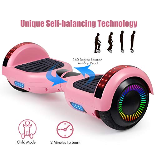 Image of LIEAGLE Hoverboard, 6.5 inch Self Balancing Scooter Hover Board with Bluetooth Wheels LED Lights for Kids Adults