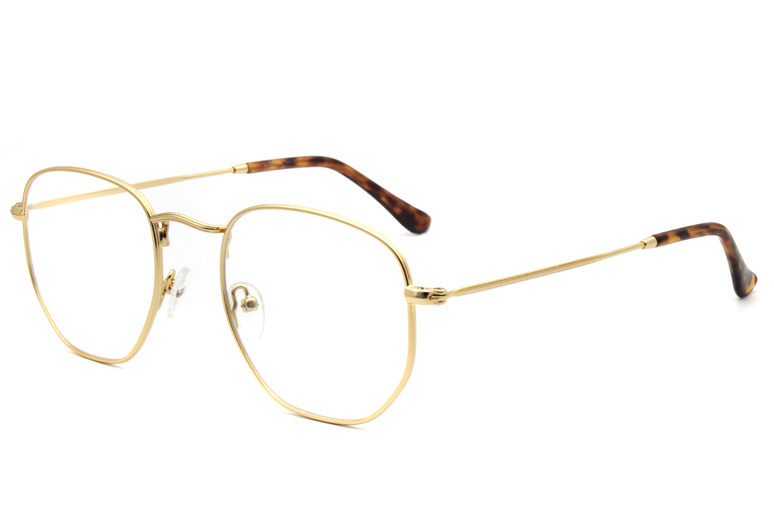 Polygonales légères métal lunettes unique homme femme verres transparents rétro confortable montures de lunettes