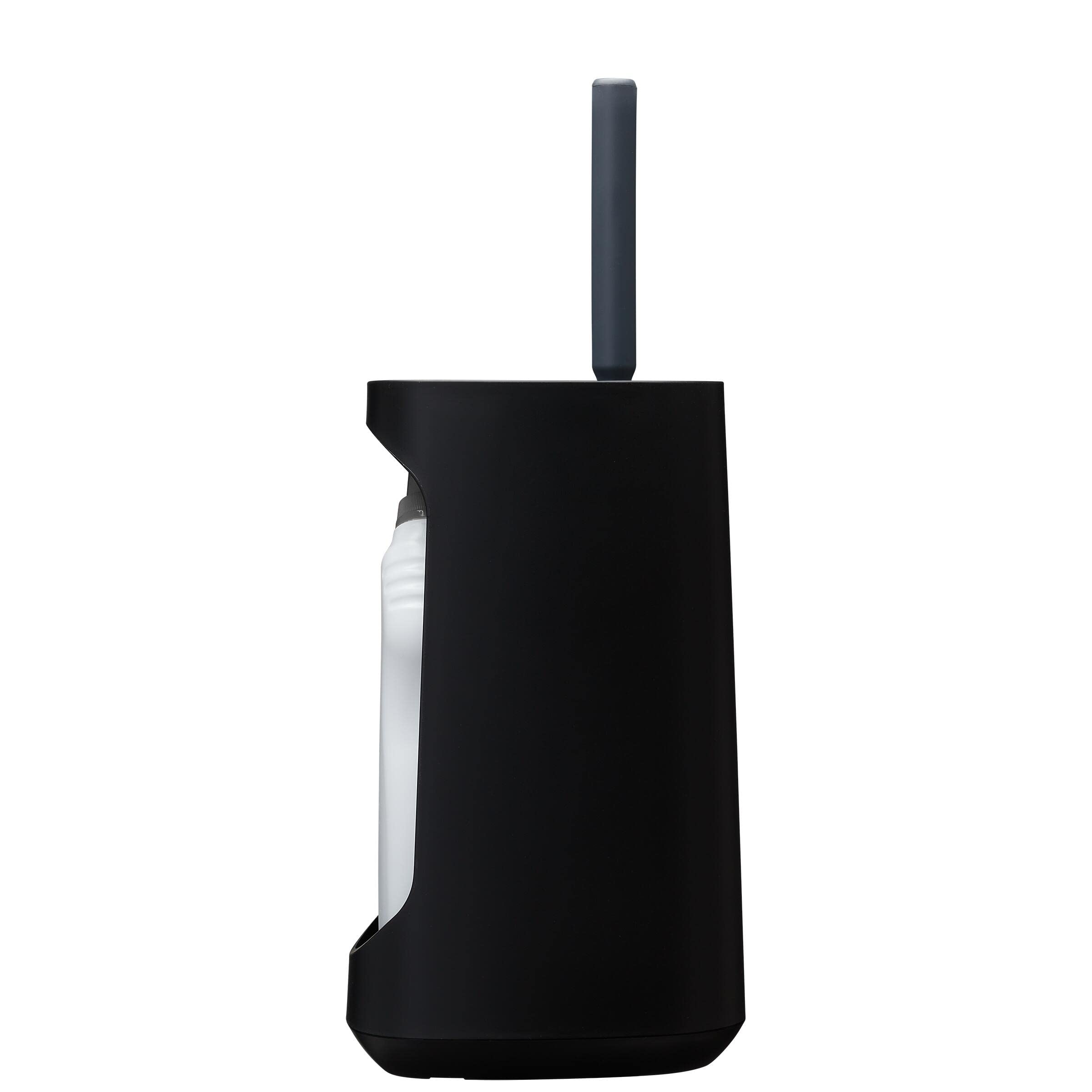 Tiger Tess Toilettenbürstenhalter freistehend, mit Aufbewahrungsfach für Reiniger und Flexibler Swoop WC-Bürste, Farbe: Schwarz/Anthrazit, 145x454x187 mm