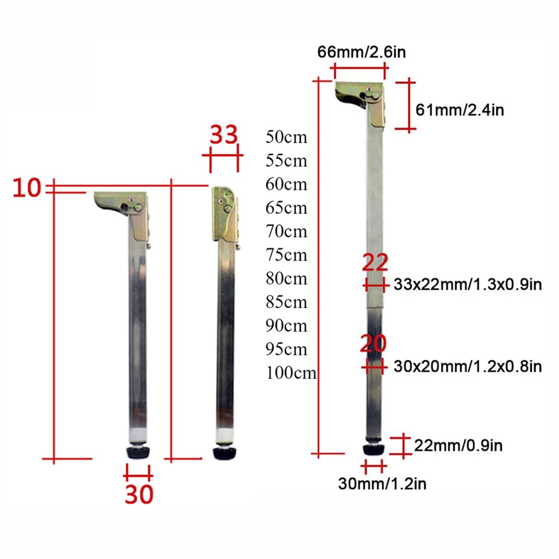 Patas de Mesa Plegables y Ajustables de Acero Inoxidable, pies telescópicos para Muebles, Ideales para proyectos de Bricolaje. Patas Regulables en Altura para taburetes de Bar, enc