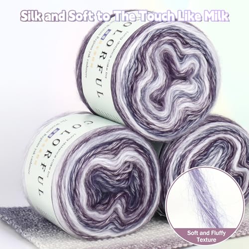 Image of Katech Gradient Cake Yarn for Crocheting Knitting-Multicolor Soft Rainbow Cotton Crochet Yarn-Perfect for Scarves, Shawls, Blankets, and Garments That Stand Out with Style(D)