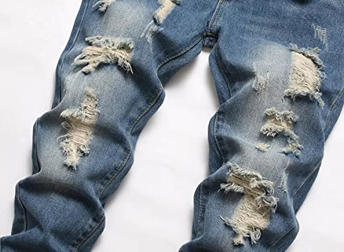 Boy's Skinny Fit Ripped Destroyed Distressed Slim Fashion Kids Denim Jeans Pants,1101-1,14 by FREDD MARSHALL - Used condition - Image 4