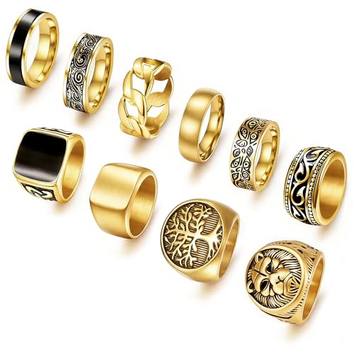 Bague celtique pour homme de style vintage et chevalière en acier inoxydable de haute qualité