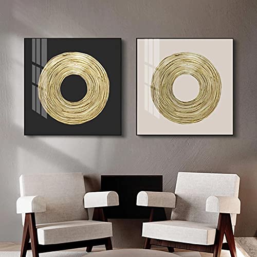 Affiches abstraites pour habiller un grand mur vide avec un cercle zen or mat moderne