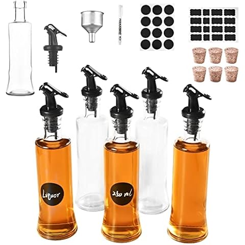 Yonekuon Olivenöl Flasche Rund 250 ml Essig und Ölflaschen Set Ölflasche Mit Ausgießer, Hergestellt aus Hochwertigem Borosilikatglas Cover