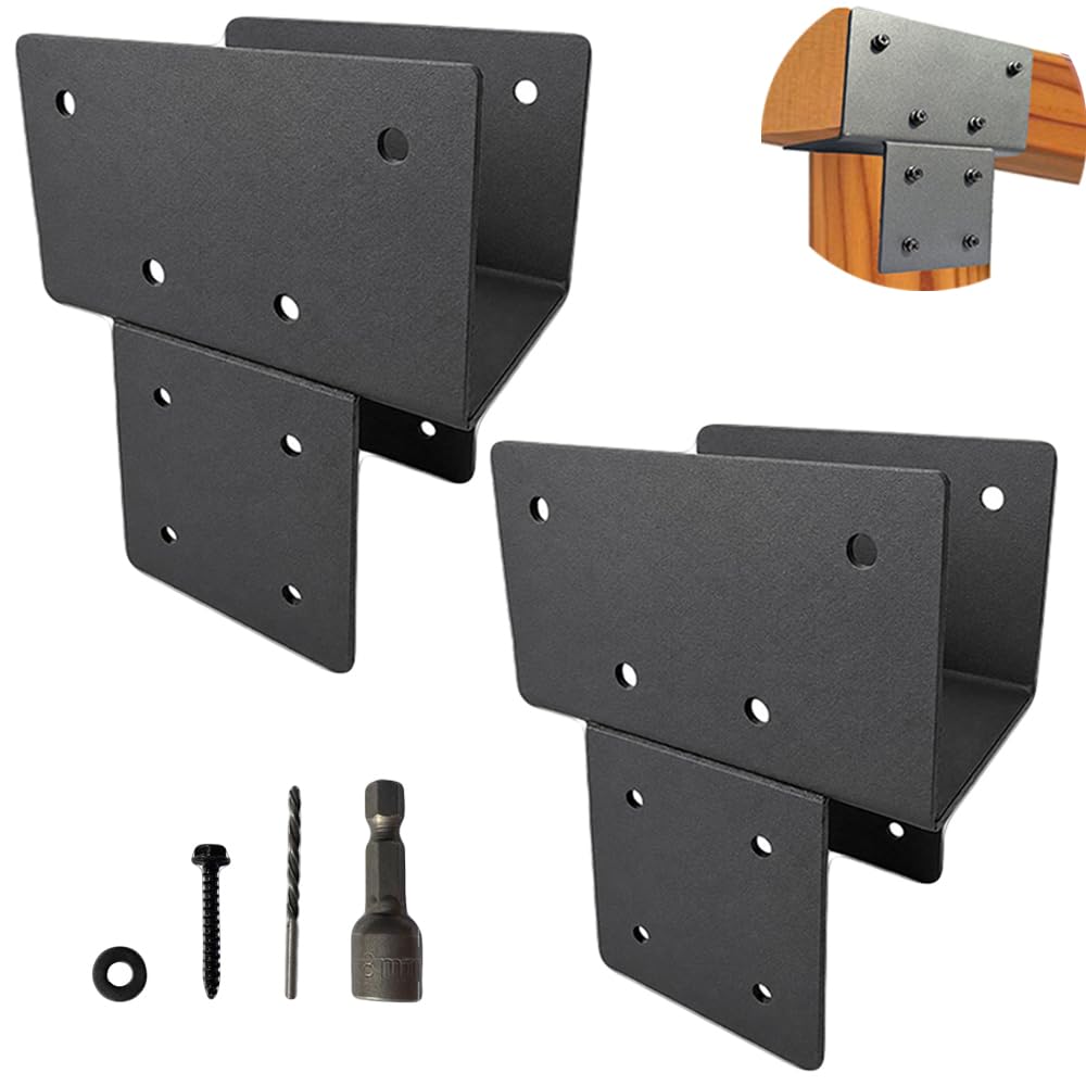 2 soportes de amarre resistentes de acero galvanizado de 6 x 6 pulgadas, conector de anclaje para apoyar vigas de madera (2, 6 x 6 pulgadas (real 5.5 x 5.5 pulgadas)