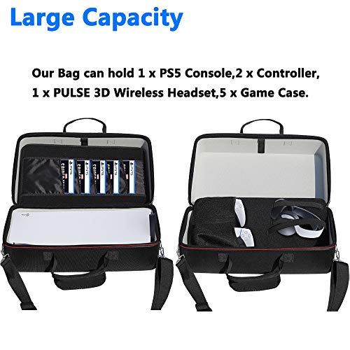 Traveling Storage Bag For Ps5, Carrying Case For Sony Playstation 5 Console, Shockproof Scratchproof Hard Handbag, Store Ps5 Controller, Pulse 3D Headset, And More Gaming Accessories (Black) #TOP2