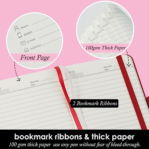 NIRMIRO Small Notebook Journals, 3 Pack Mini Pocket Note pads for Men & Women Writing, A6 Small Leather Notepad 3.7\" x 5.7\" with Pen, Black, Red, Green