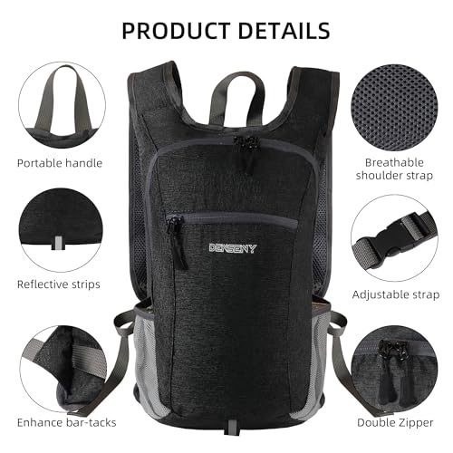 Morrales de senderismo 15L ligero plegable negro miniatura 6