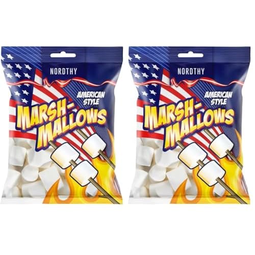Nordthy Riesen Marshmallows – 700 g – American Style – Extra große Marshmallows zum Rösten, Backen & für S'mores (Packung mit 2)