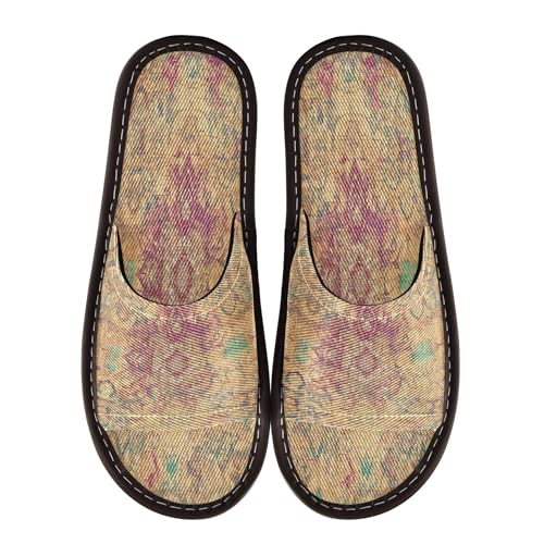 KLL Spa Shower Slippers Indoor Ultralight Non-Slip Rubber Sole Home Shoes for Pool Gym Bath House 6.5-7 Bohemian Retro Mandala Pattern Vintage