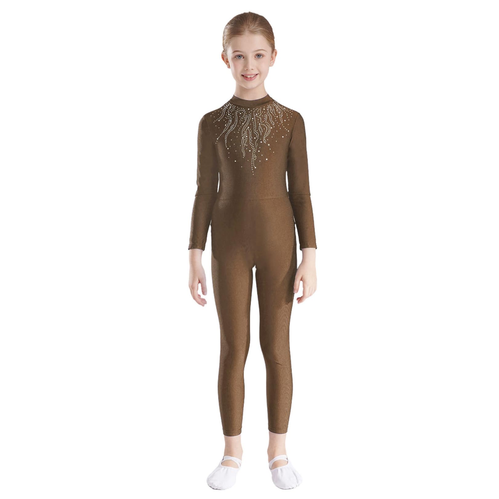 JEATHA Maillot De Gimnasia Niña Maillot Manga Larga Mono Elástico De Gimnasia Rítmica Body Elástico De Danza Clásica Mono De Deportivo