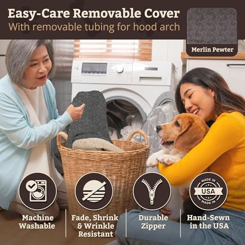 Image of Snoozer Cozy Cave Dog Bed, Round Covered Dog Bed, Merlin Pewter (XL)