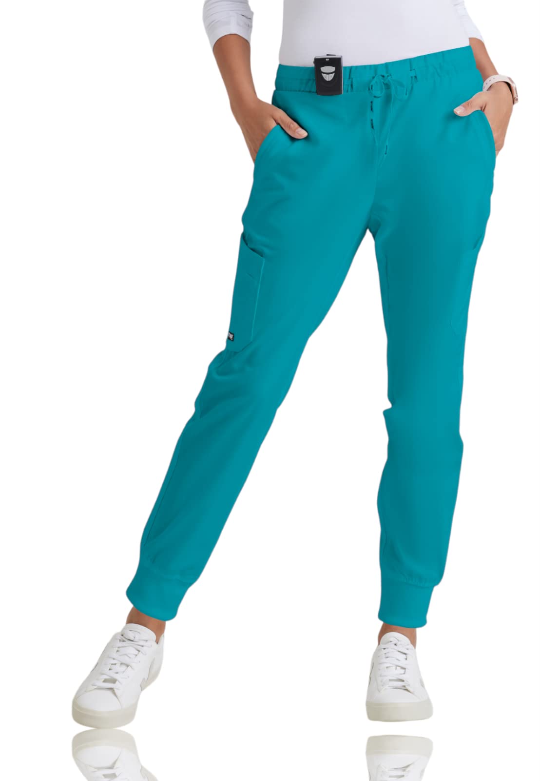 BARCO Grey's Anatomy Women's Kira Jogger Scrub Pant w/ 5 Pockets, Teal, S Petite