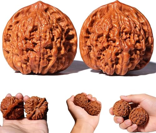 Natural Wenwan Walnuts Hand Massage Balls | 1 Pair 1.8' Chinese Walnut Fidget for Stress Relief &...