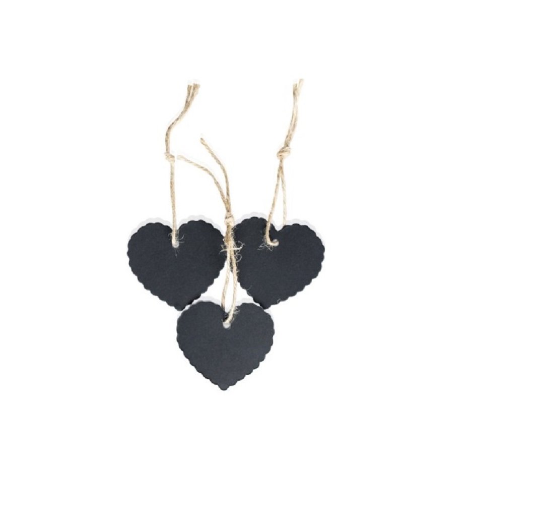 Aka Heart-Black Aka® 100Pcs Christmas Kraft Paper Gift Tags Price Wedding Scallop Label Blank Luggage (Heart-Black)