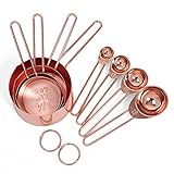 Producto de alta calidad. Varadyle Juego de 8 tazas medidoras de acero inoxidable de color oro rosa y cucharón para hornear y cocinar