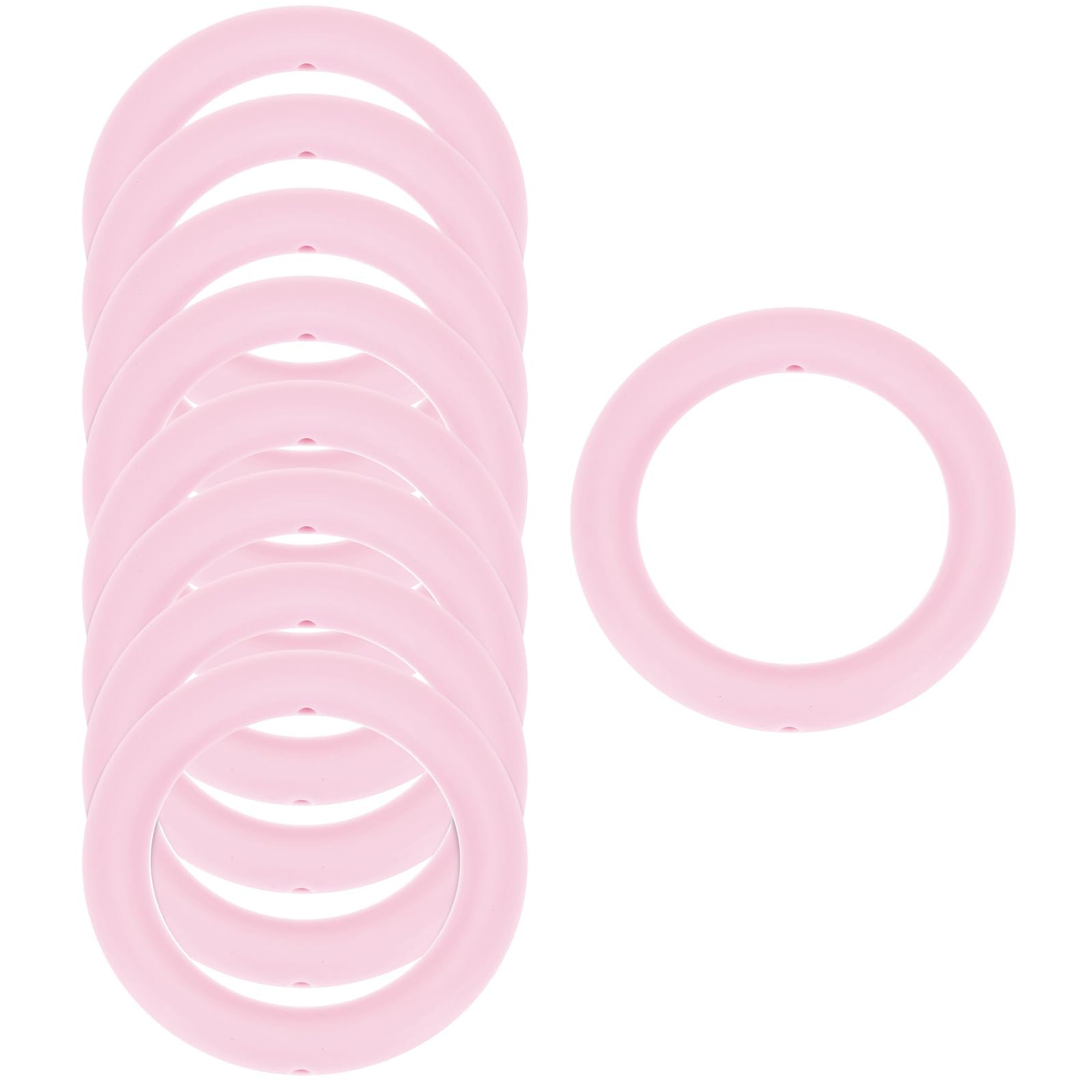 Anneaux de perles rondes en silicone 65mm rose pour porte-clés et cordons - Lot de 9