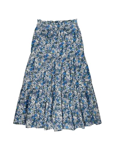 Image of Maxi Skorts Skirt for Girls Button Front High Waisted Long Skirt with Belt Ruffled Skirts with Pocket 3-12Years