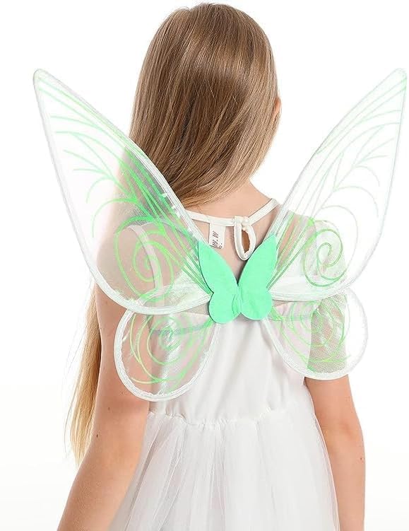 KUTDEP Alas de hadas para disfraz, alas transparentes y brillantes, disfraz de hada de mariposa, Halloween, alas de ángel para niños, niñas y mujeres