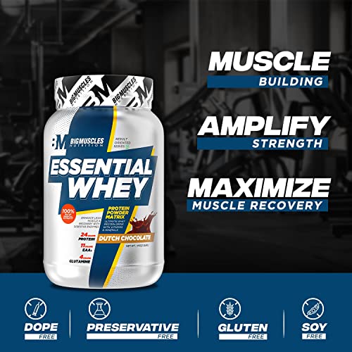 Bigmuscles-Nutrition-Essential-Whey-Protein-1Kg-Dutch-Chocolate-24g-Proteinserving-with-Digestive-EnzymesVitamin-Minerals-No-Added-SugarImproved-Strength-Faster-Recovery-Muscle-Building
