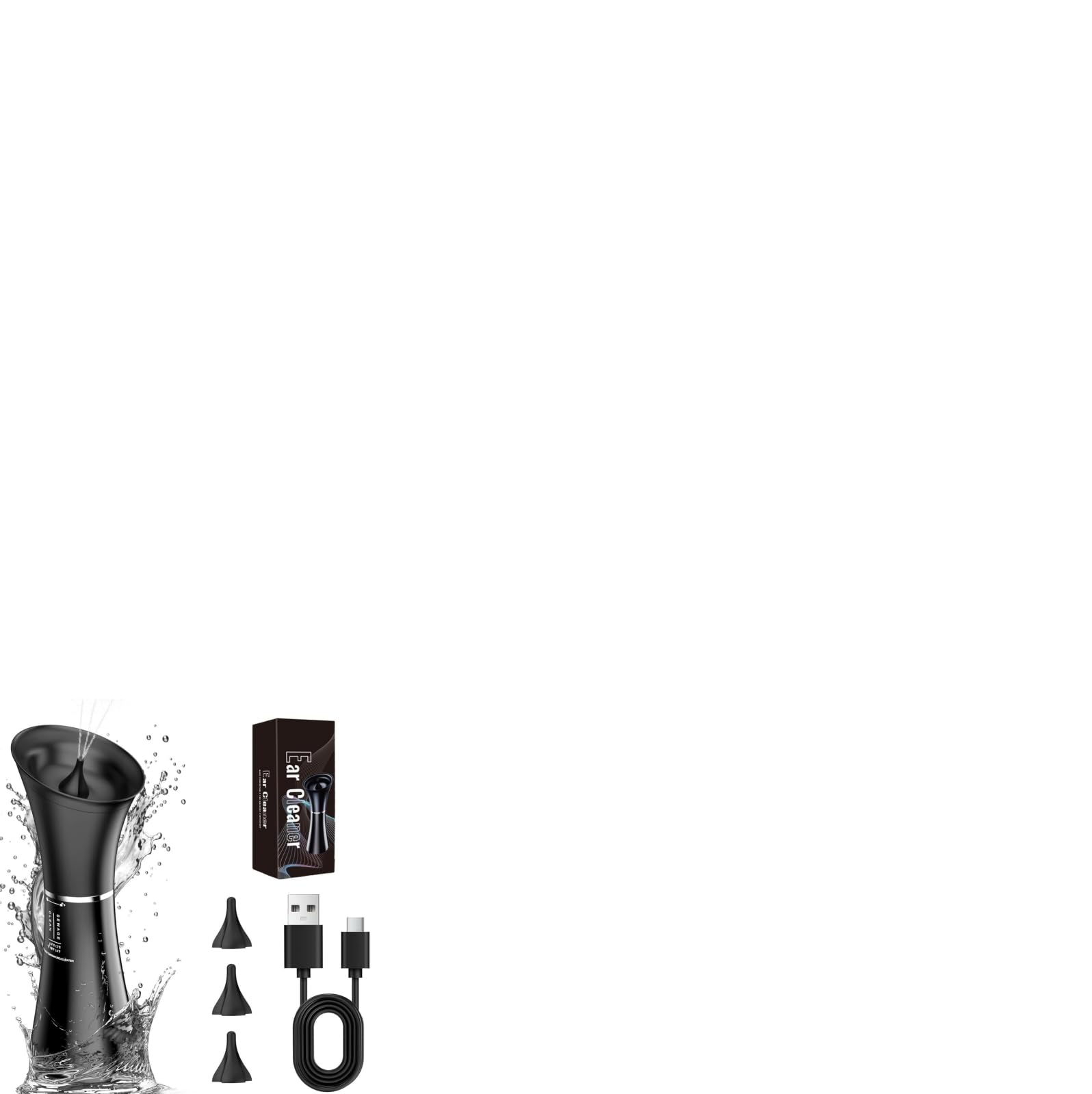 Ear Wax Removal Kit, Electric Ear Cleaning, 2in1 Water Tank, 4 Pressure Settings - Ear Irrigation Flushing System With Temperature Sensor,Ear Syringe Tool, Black