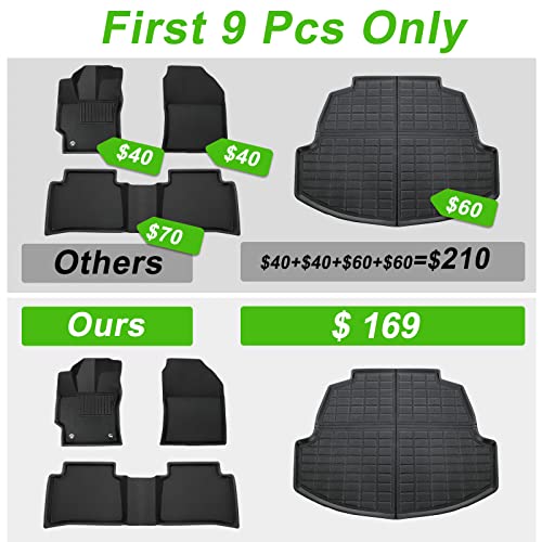 Drcarnow® For Toyota Corolla Floor Mats 2023 2022 2021 2020, Custom Fit 1St & 2Nd Row With Cargo Liner All-Weather Floor Liners For Corolla Sedan Accessories 2020-2023 (Not For Hatchback) #TOP4