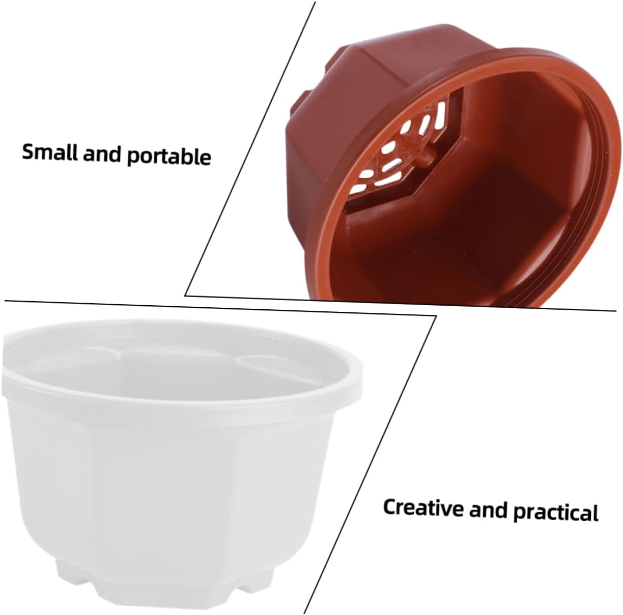 40Pcs Octagonal Flower Pots for Succulents and Herbs Durable Plastic Planting Pots for Garden Balcony and Home Decoration Modern Minimalist Design