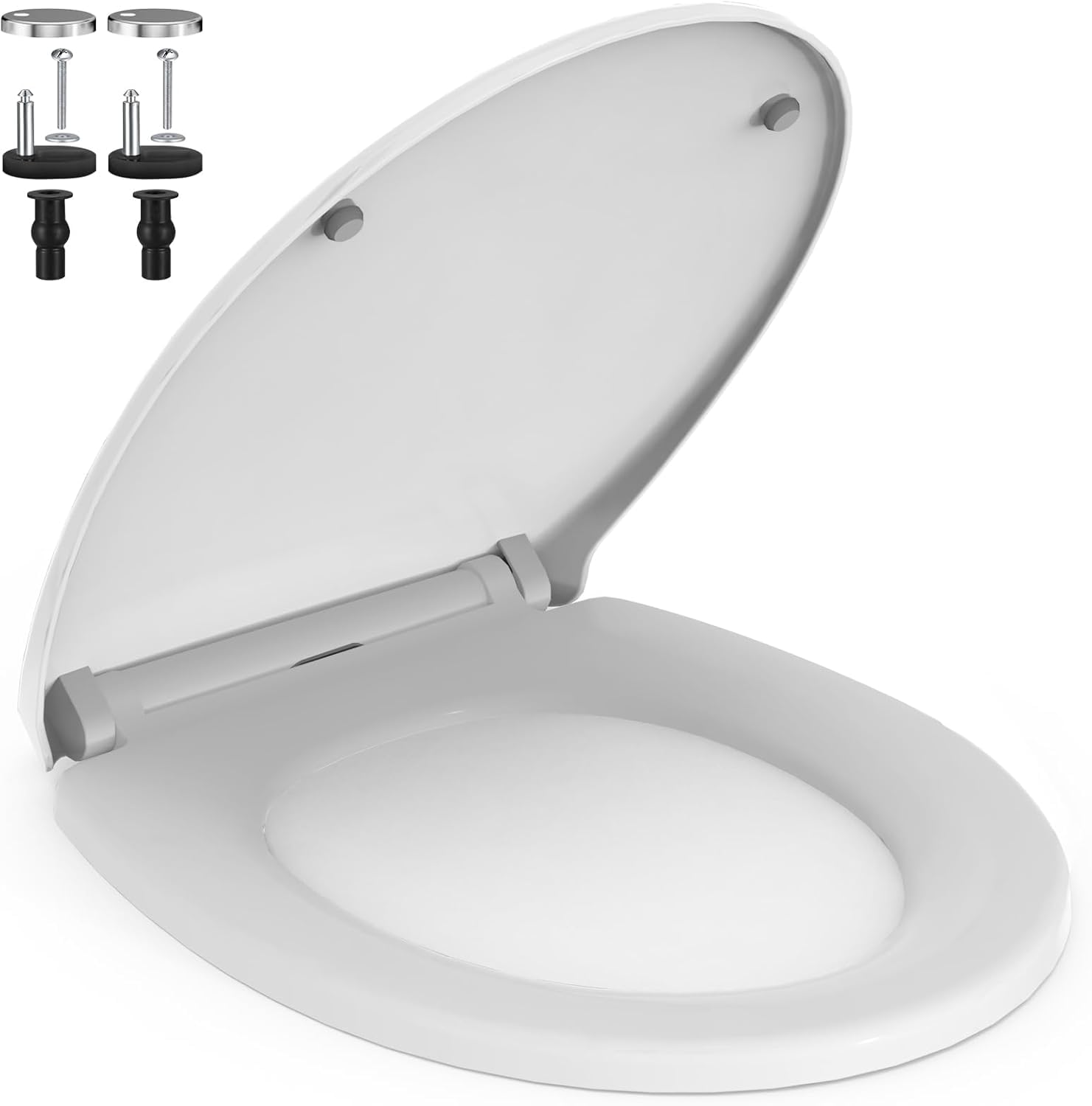 AIMAX Toilet Lid with Soft-Close Mechanism, O-Shape, White, Toilet Seat, Easy Assembly and Clean, Toilet Lid, Quick Release Function and Quiet, Suitable for Most Toilets, Load Capacity of 150 kg