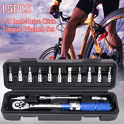 Bike Torque Wrench Set, 1/4 Inch Drive Click Torque Wrench 2-14 Nm, Adjustable 72 Tooth Bicycle Tool Torque Wrench For Mtb Road & Mountain Bikes #TOP6