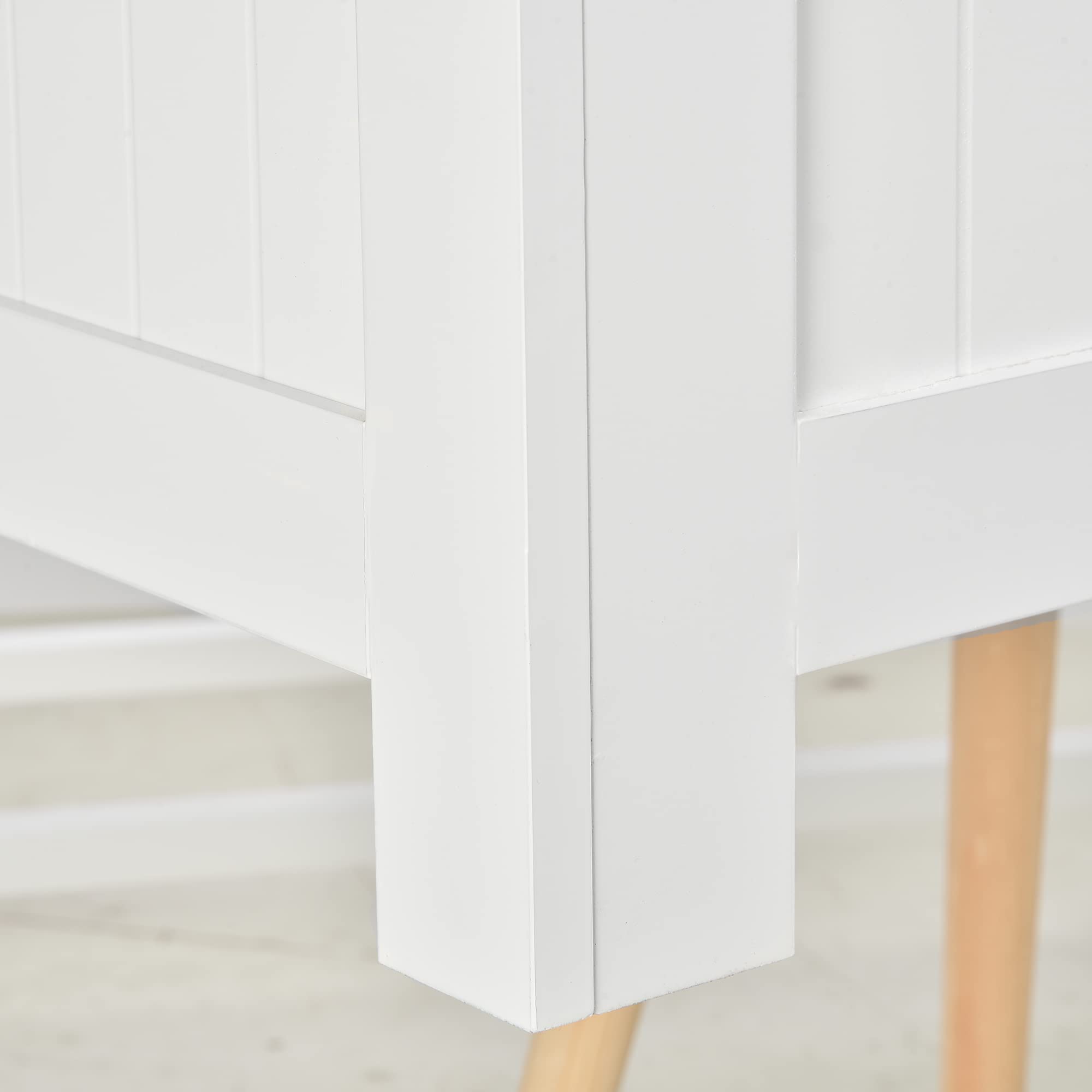 HOMCOM Coffre de Rangement Charnières de Sécurité 81L x 40l x 46H cm Blanc | Boîte de Rangement en Bois, Coffre à Jouets Intérieur, Couvercle Rabattable