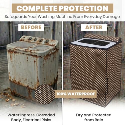 Image of DREAM CARE Waterproof & Dustproof Washing Machine Cover Top Load & Semi Automatic Suitable for 8 kg, 8.2 kg, 8.5 kg (89 x 99 x 55 cms)