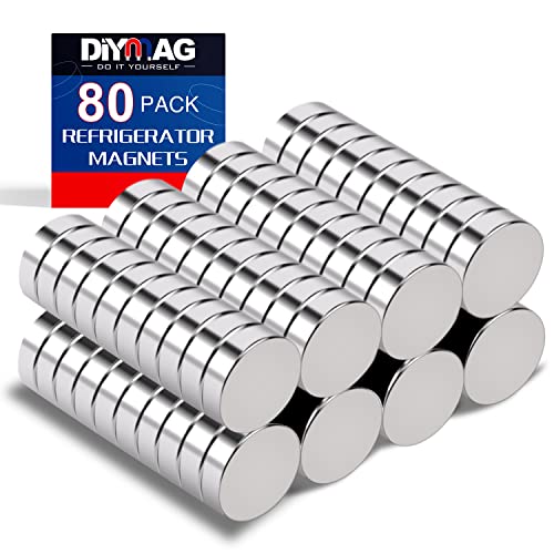 DIYMAG Magnets, 80 Pack Small Round Neodymium Magnets for Fridge, Tiny Refrigerator Magnets Mini Rare Earth Magnets for Whiteboard, Crafts, DIY, Map, Office Magnets