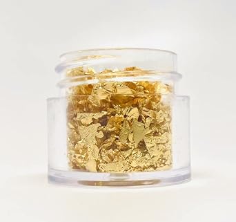 24 Karat Edible Genuine Gold Leaf Flakes - 60mg - Imported from Italy - for Cake Decorating, Baking, Cooking, Cupcakes, Chocolates, Drinks - Edible Gold Sheets