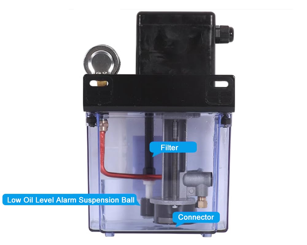 110v Gear Lubrication Pump, 2L Automatic Lubricating Oil Pump with Pressure Gauge, Single Digital Display Mode, Lubrication Pump for CNC Machine Tools