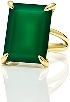 Vista 1 de Artisan May Birthstone Ring - Green Onyx in 14k Gold - Handmade Vintage Ring - Bold 14k Gold Rings for Women - With Fancy Box