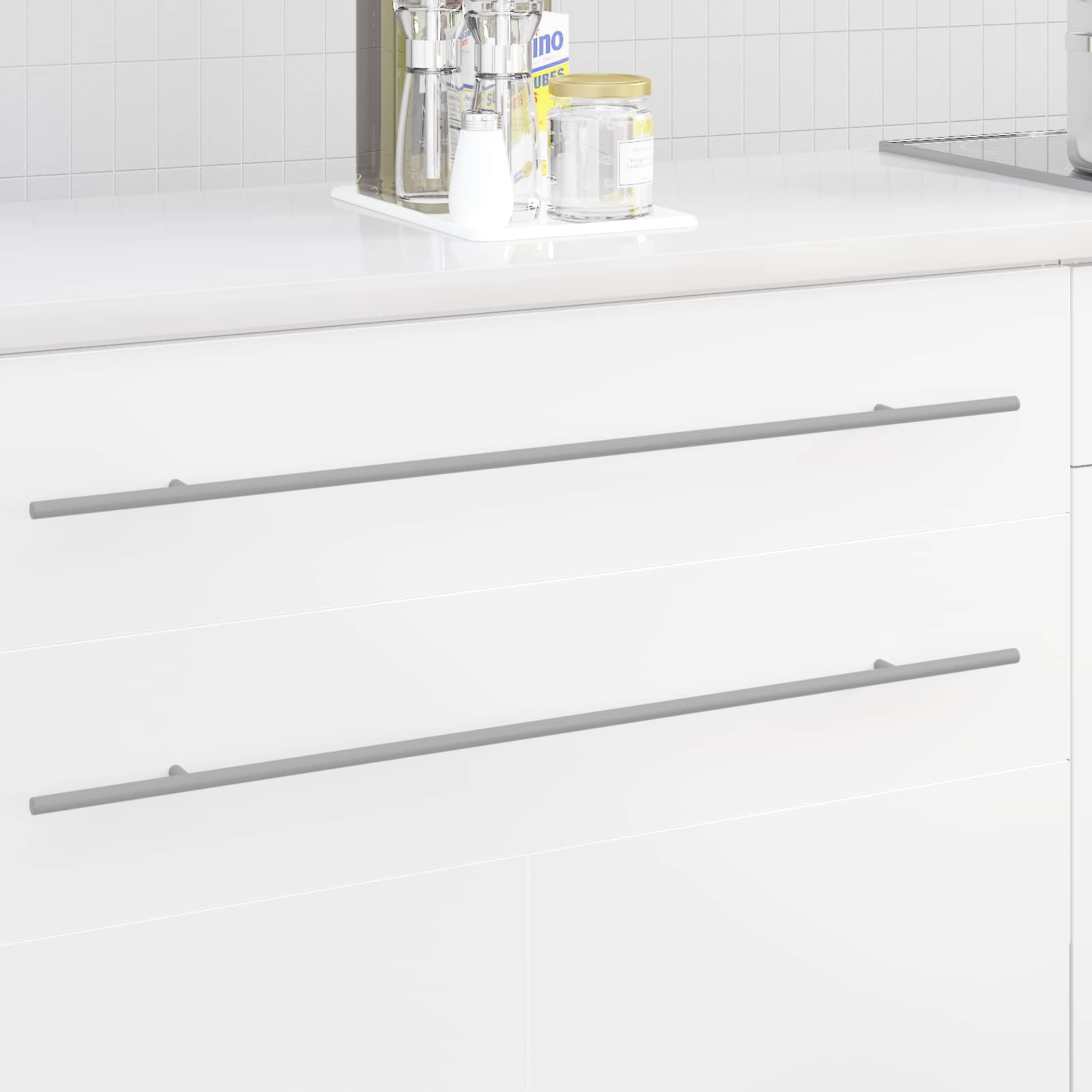 Tirador de armario 2 unidades, color plateado, acero inoxidable, 800 mm, tirador para muebles, cocina, cajón, armario, moderno, práctico, versátil, para montaje y reparación