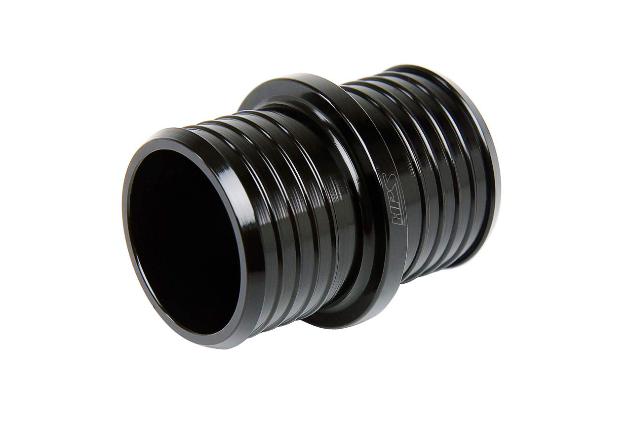HPS Performance AHU-138-BLK 1-3/8" Billet 6061 Aluminum Joiner Hose Union Connector, 2" Length, Black, 35mm OD