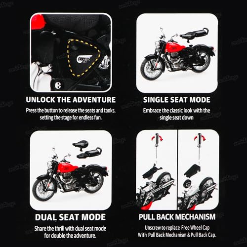 Image of Zest 4 Toyz Classic 350 Royal Enfield Bullet Bike Toy Motorcycle Bullet Toy Bikes Pull Back Diecast Motorcycle Models Royal Enfield Miniature Collectible Bike for Adults and Kids 6-12 Years