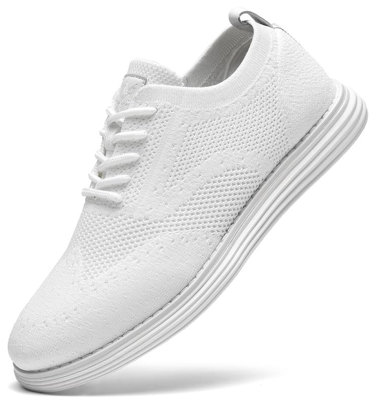 Bergamo Men's Tech Knit Oxford Dress Shoes- Lightweight and Breathable Office Sneakers, Slip-On Business Casual Shoes with Arch Support Footbed for Men