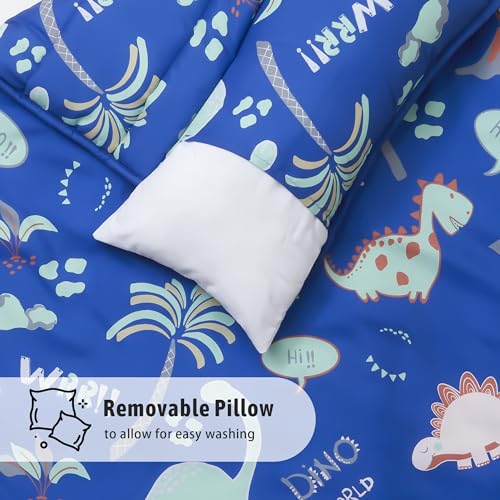 Image of MORAIS Toddler Nap Mat with Pillow and Blanket, 52 inch x 20 inch Lightweight and Soft Nap Mat for Preschool, Daycare, Travel Sleeping Bags