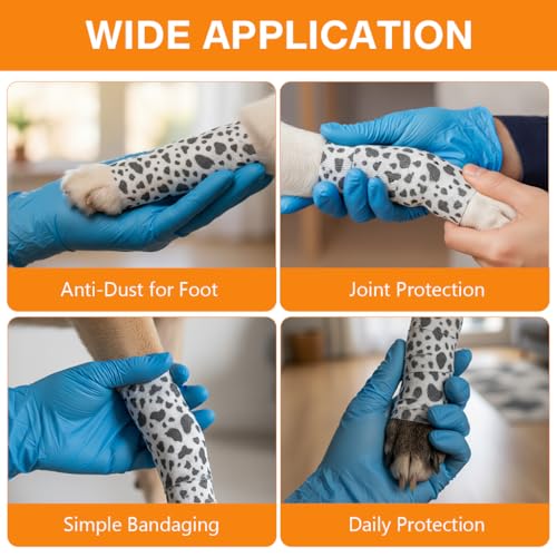 Image of Qpets Waterproof Self-Adhesive Pet Bandage, 6 Rolls Lick-Proof 10x5cm | Non-Woven Stretchy Material, Wound Protection, Keeps Wounds Clean & Dry, Gentle on Fur, Easy to Apply & Remove