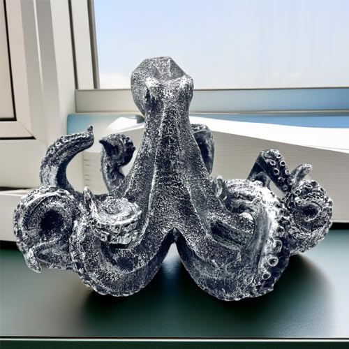 Estatua Vintage de Pulpo 10 Pulgadas Plateada miniatura 5