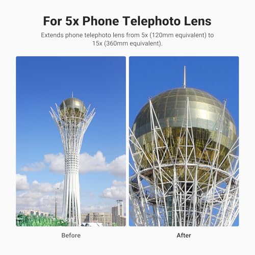 Image of NEEWER 3X Teleconverter for Phone Telephoto Lens Only, 360mm Equivalent, 12 Elements 6 Groups, 17mm Thread, Compatible with iPhone Android Samsung Xiaomi, Use with Phone Cage, Case & Tripod, LS-89