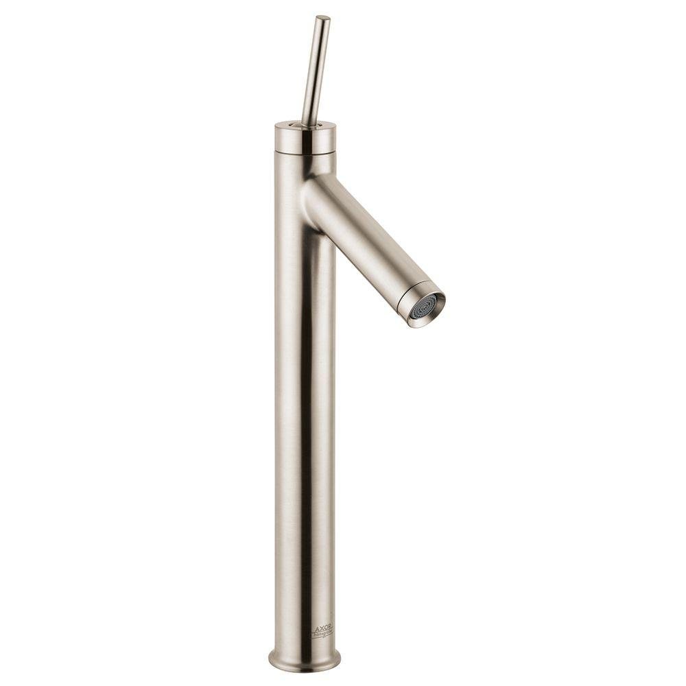 AXOR Starck Modern Premium Hand Polished 1-Handle 1 16-inch Tall Bathroom Sink Faucet in Brushed Nickel 10129821