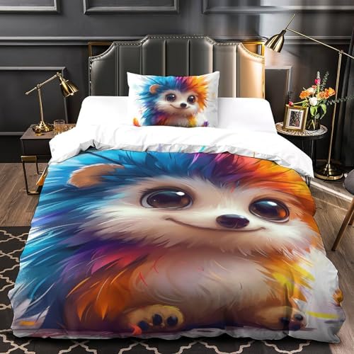 Sets de housses de couettes 3 pièces hérisson 3D microfibre 135x200cm - 4