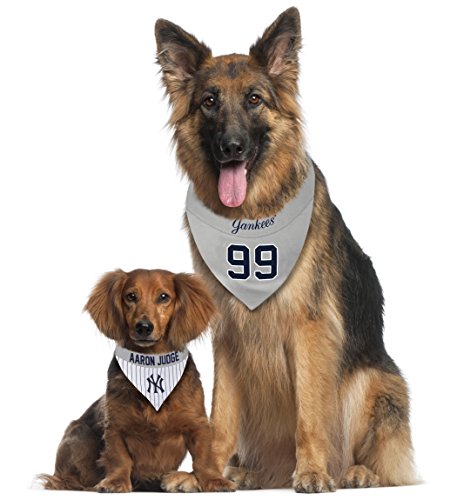 Image of Pets First MLBPA Reversible - Aaron Judge #99 Pet - MLB New York Yankees Home and Away Dog Bandana